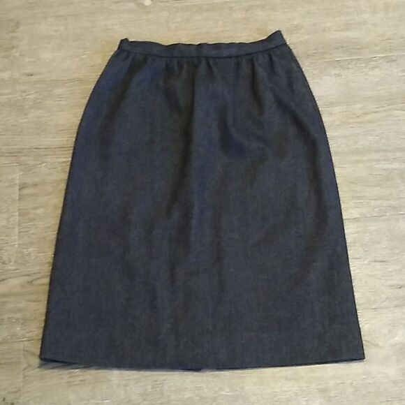 Vintage Dresses & Skirts - Vintage 70s Wool‎ Union Made Dark Gray Pencil Midi Skirt XS